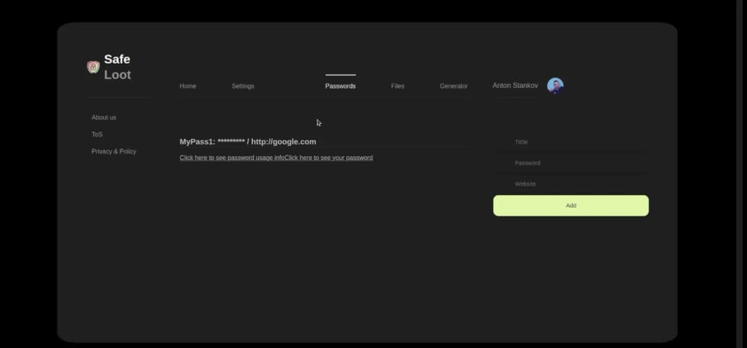 снимка 4 от проект SafeLoot