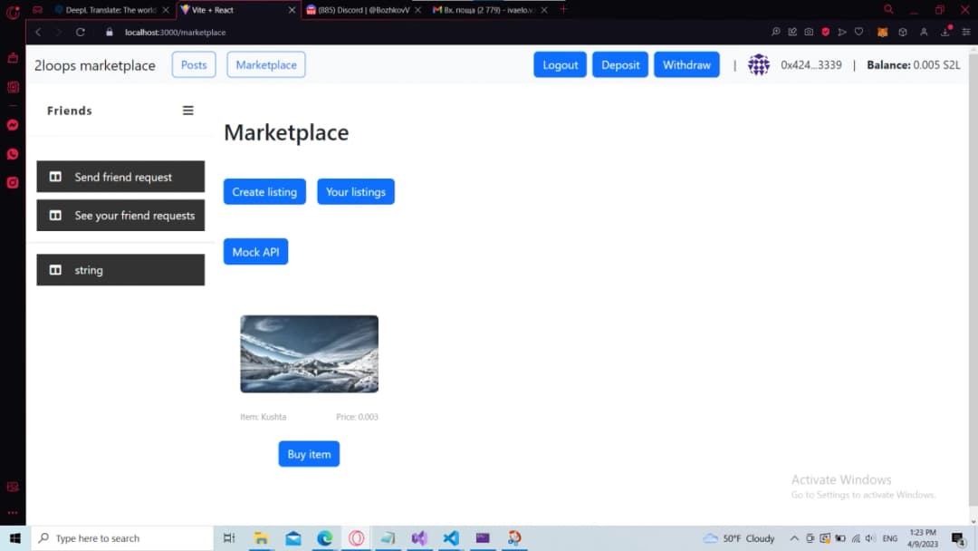 снимка 3 от проект Social media with Crypto marketplace